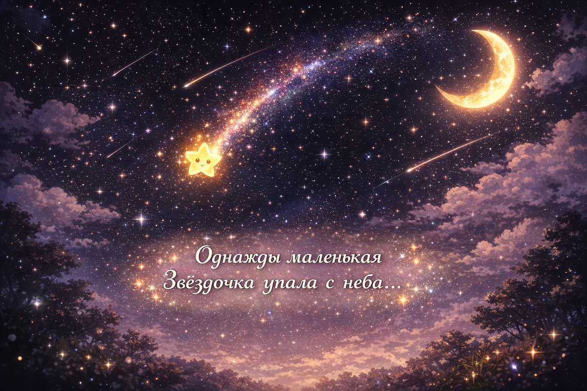 Кадр 1: Звёздочка падает с неба.